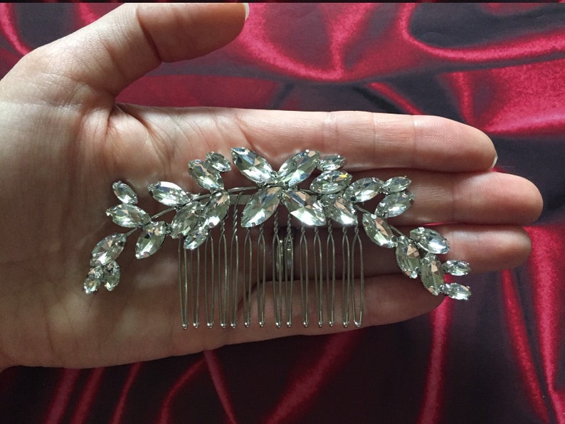 Bridal hair comb crystal bridal hair comb silver Crystal bridal hair piece crystal Hair Comb silver Bridal headpiece crystal image 5