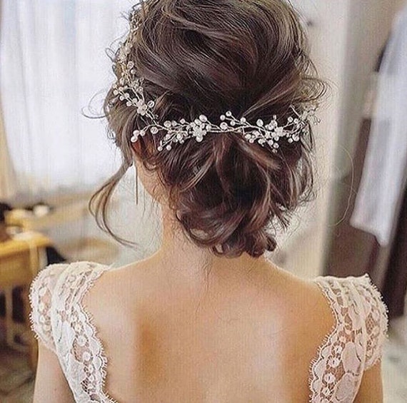Sale Crystal And Pearl Hair Vine Extra Long Hair Vine Bridal Etsy