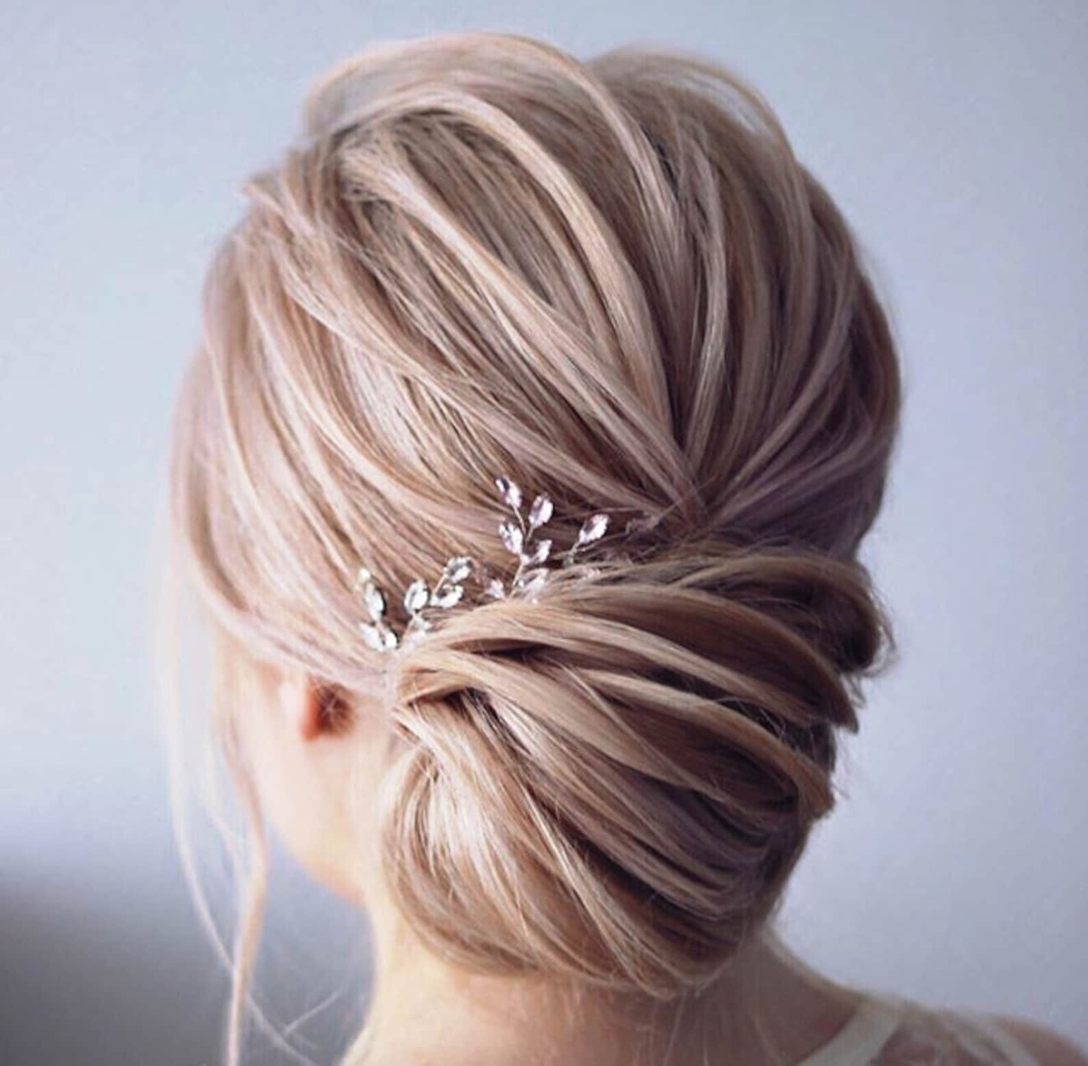 Bridal Hair Pins Wedding Head Piece Silver Swarowski Crystal | Etsy