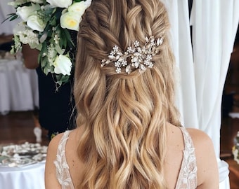 Bridal hair piece crystal Bridal hair comb crystal Bridal hair accessories gold Wedding hair piece rose gold Wedding hair comb crystal