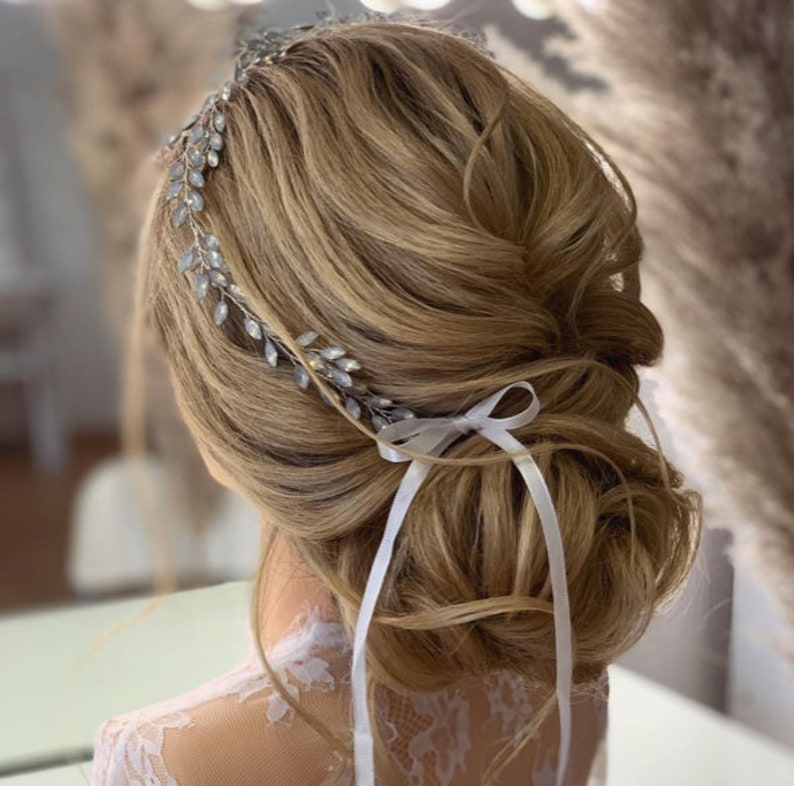 Bridal hair vine Bridal hair accessories Blue Opal Bridal hair vine Wedding hair piece Wedding hair Accessories Wedding hair vine image 6
