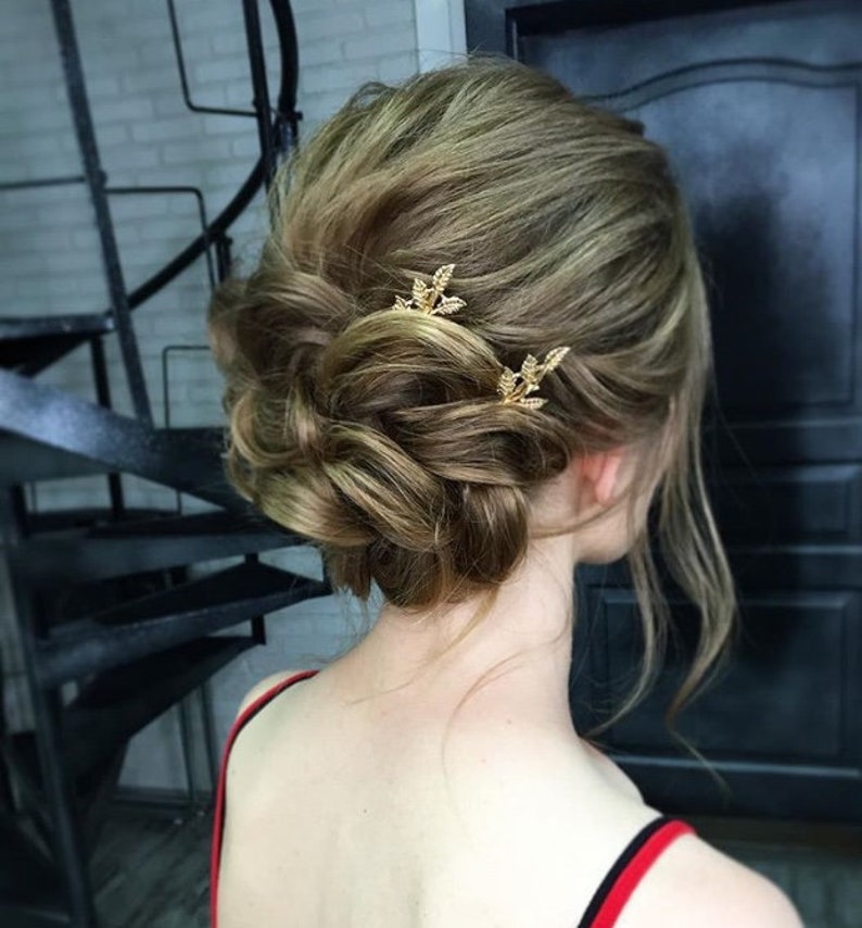 Gold Bridal Hair Pins Bridal Pins Gold Leaf Wedding Hair Pins Etsy