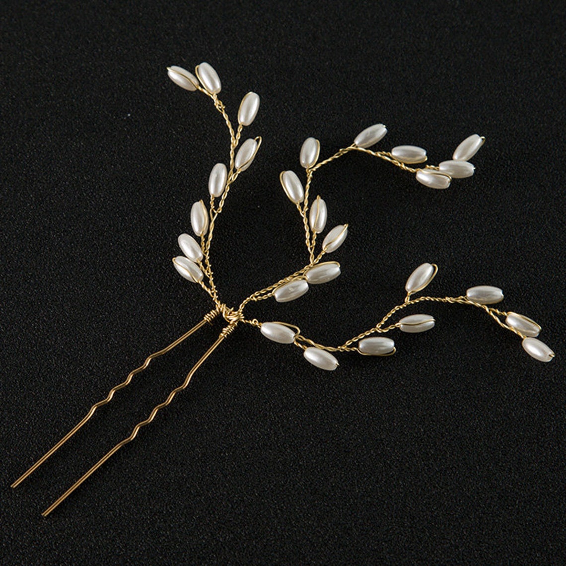 Bridal hair pins gold bridal head piece gold Bridal hair pins Etsy