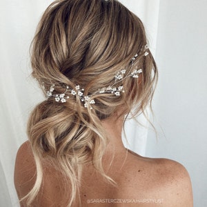 Bridal hair vine babys breath Bridal hair piece crystal Bridal hair vine crystal bridal headpiece silver Wedding hair piece babys breath 画像 1