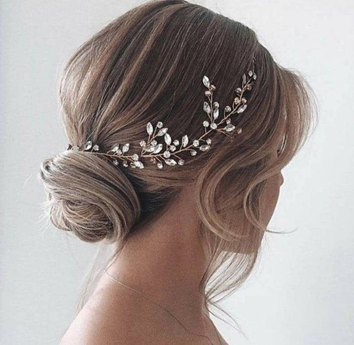 Bridal Hair Piece Crystal Bridal Hair Vine Rose Gold Crystal Etsy