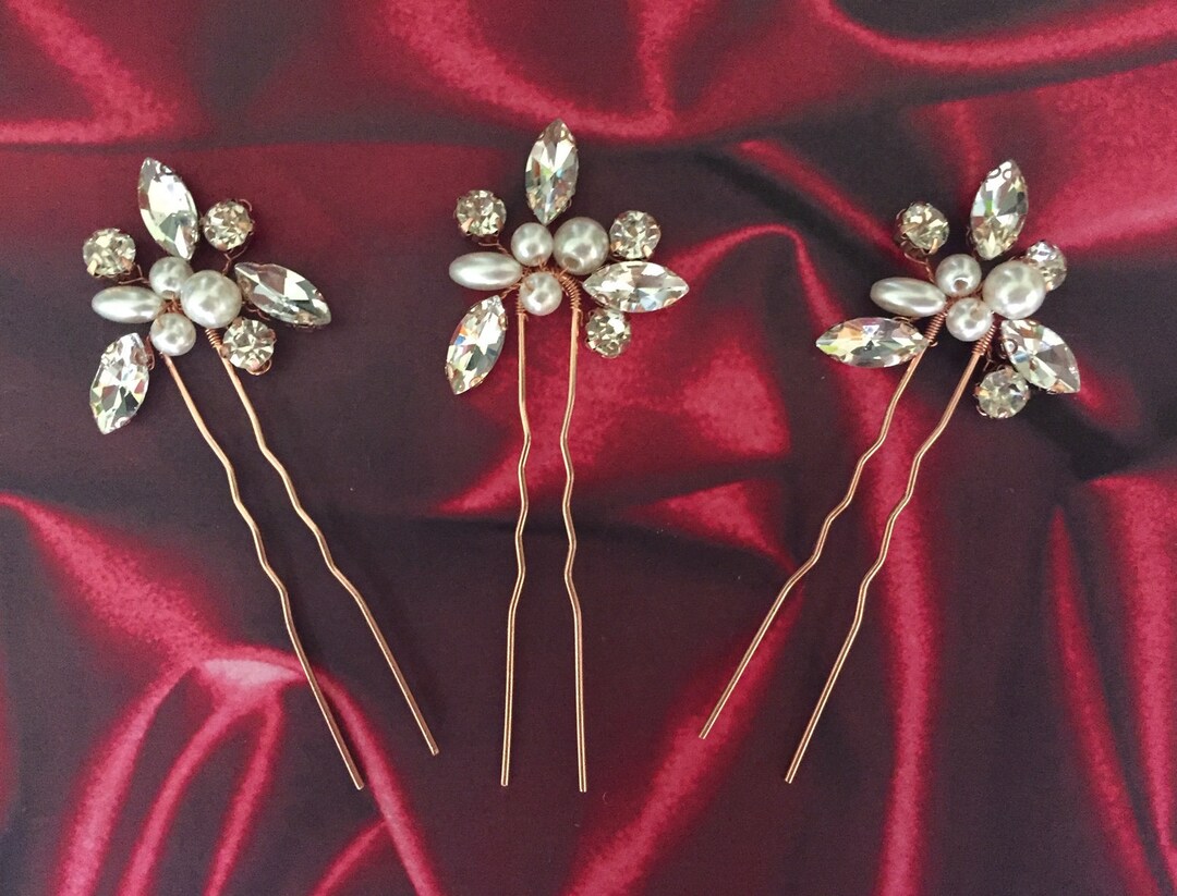 Bridal Hair Piece Wedding Hair Pins Bridal Hair Pins Rose Gold Pearl