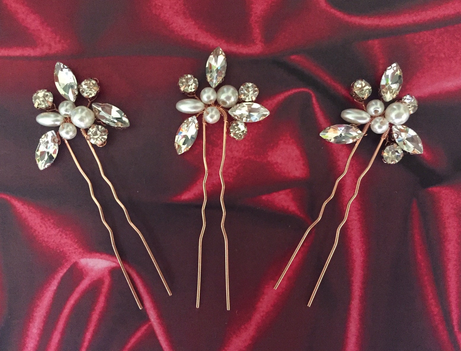 Bridal Hair Piece Wedding Hair Pins Bridal Hair Pins Rose Gold Etsy