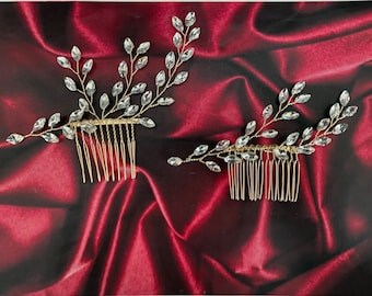 Bridal Hair Comb: Gold Wedding Hair Piece with Clear Stones