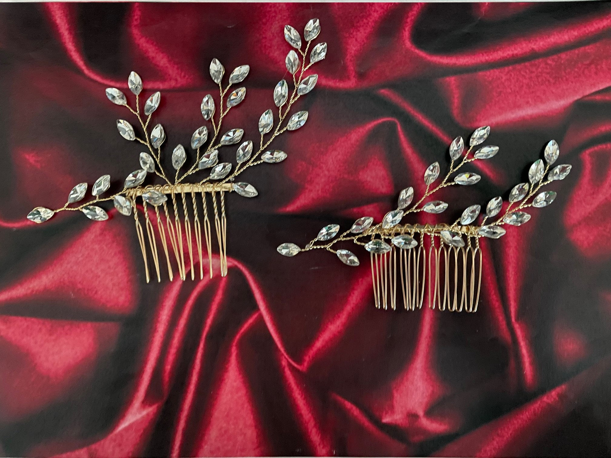 Bridal Hair Comb: Gold Wedding Hair Piece with Clear Stones