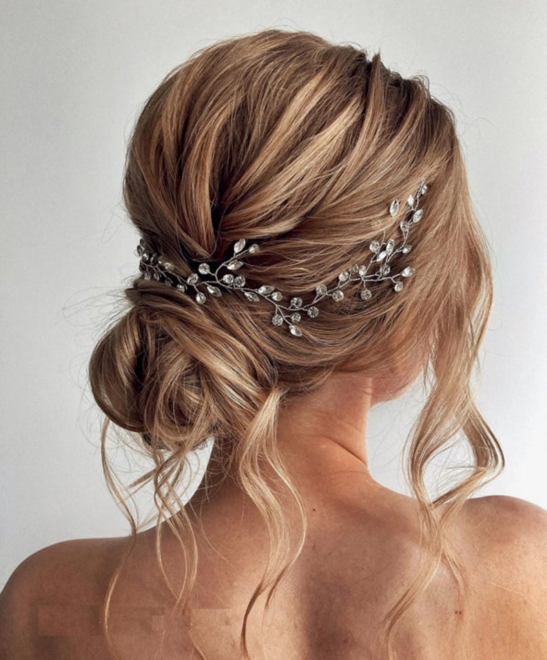 Bridal hair piece boho Bridal hair vine silver Wedding hair accessories boho Wedding hair piece rose gold Wedding hair vine boho headpiece image 8