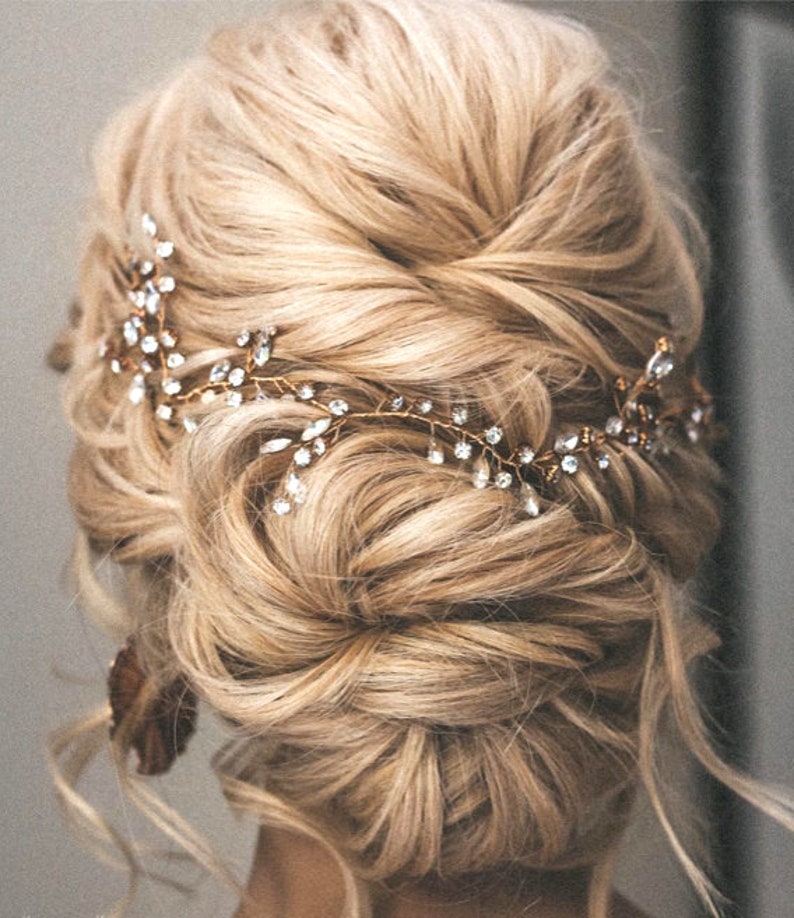 Bridal hair vine silver Bridal hair vine rose gold Bridal hair accessories gold Wedding hair vine rose gold Wedding hair vine crystal