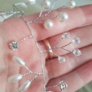 Crystal and Pearl hair vine Extra Long Hair Vine Bridal Hair Vine Wedding Hair Vine Crystal Hair Piece Bridal Jewelry Hair Vine Pearl image 5