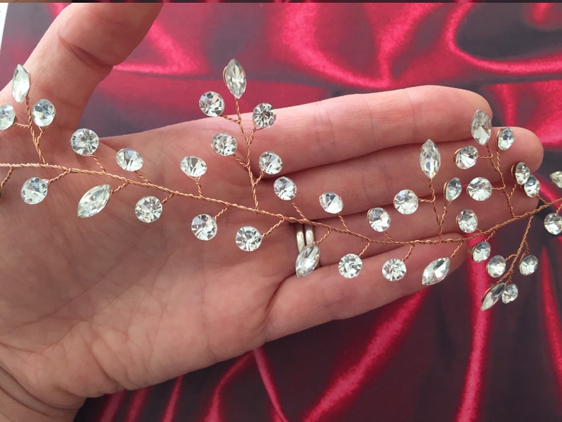 Bridal hair vine silver Bridal hair vine rose gold Bridal hair accessories gold Wedding hair vine rose gold Wedding hair vine crystal