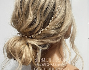 Pearl Bridal Hair Vine: Gold Wedding Headpiece headband minimalistic boho