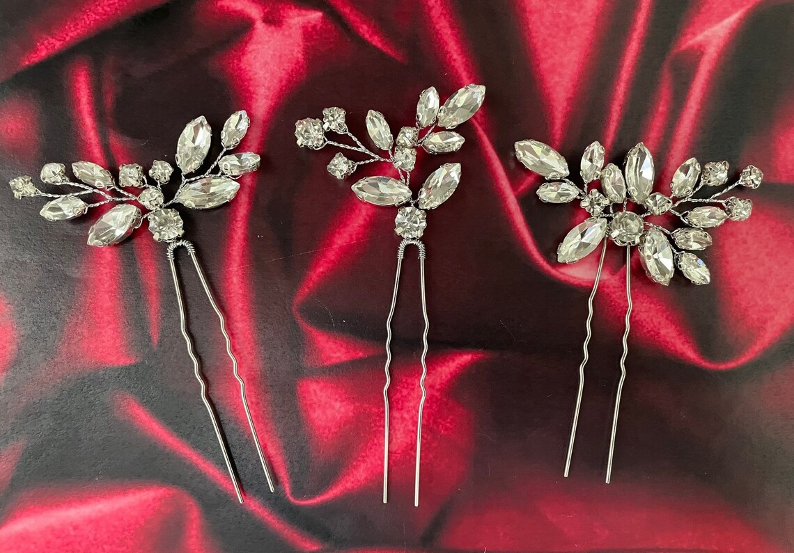 Bridal Hair Pins Crystal Bridal Hair Accessories Wedding Hair Etsy