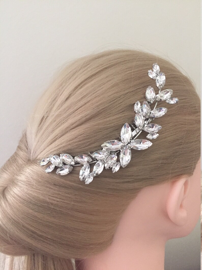 Bridal hair comb crystal bridal hair comb silver Crystal bridal hair piece crystal Hair Comb silver Bridal headpiece crystal image 6