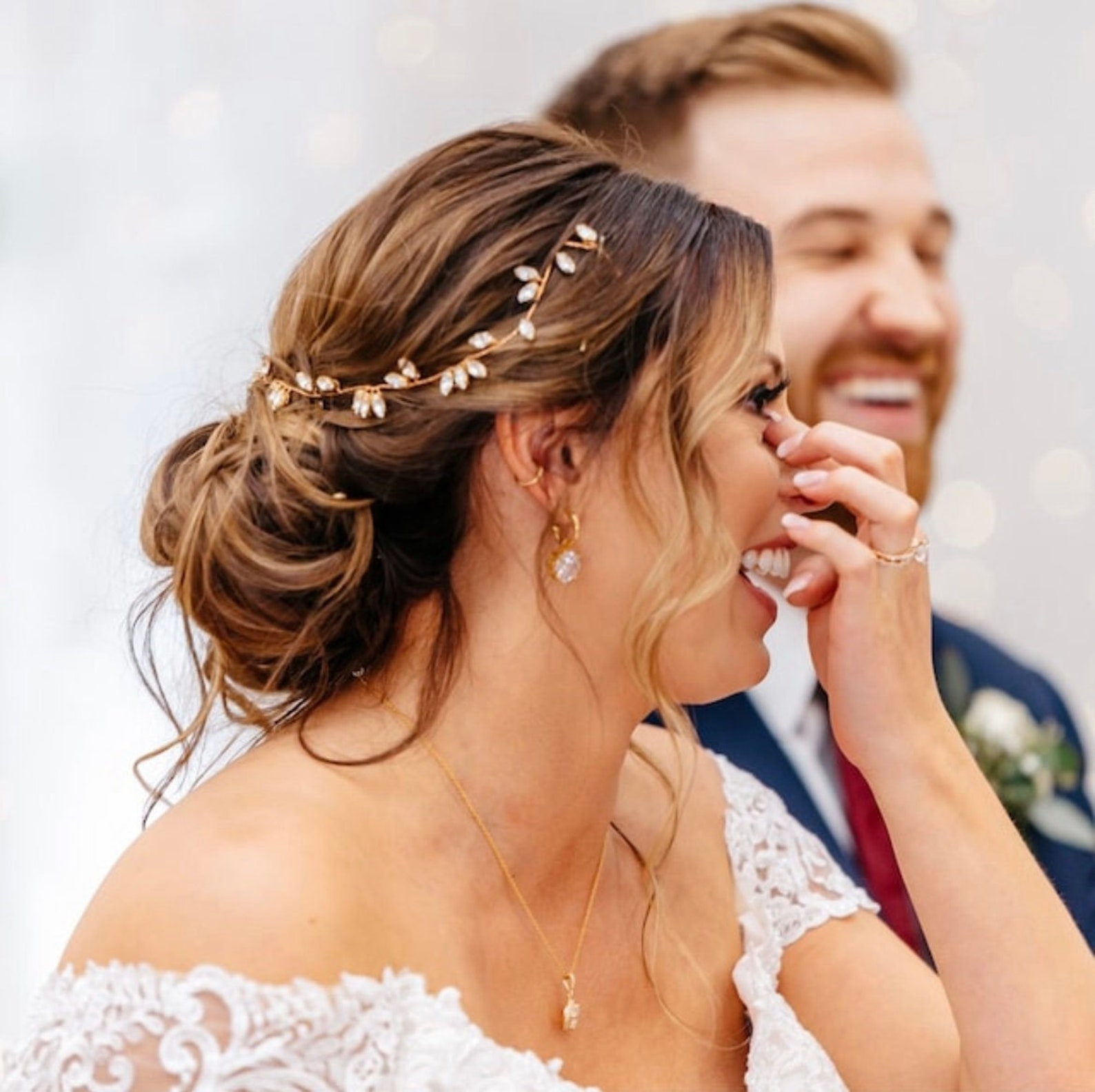 Bridal Hair Piece Crystal Bridal Hair Vine Rose Gold Crystal Etsy