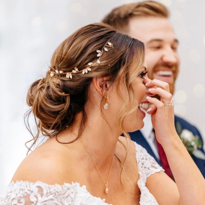 Bridal Hair Piece Crystal Bridal Hair Vine Rose Gold Crystal Etsy