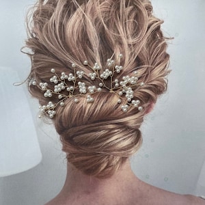 Bridal hair pins babys breath Bridal hair piece babys breath Bridal hair piece pearl  Wedding hair piece babys breath wedding hair accessory