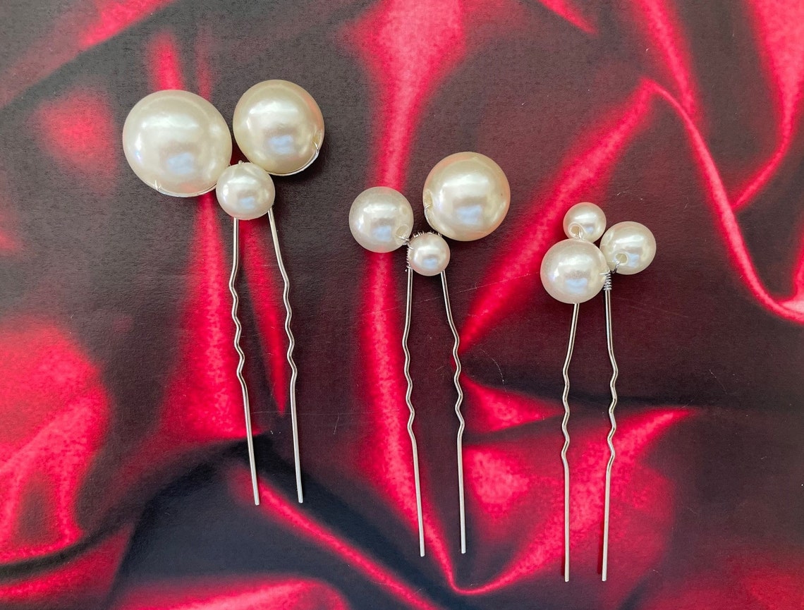Blue and White Pearl Hair Pins for Formal Events - wide 3