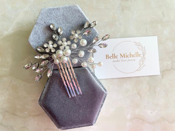 Crystal Hair Comb Bridal Hair Piece Pearl Wedding Headpiece  display picture 1