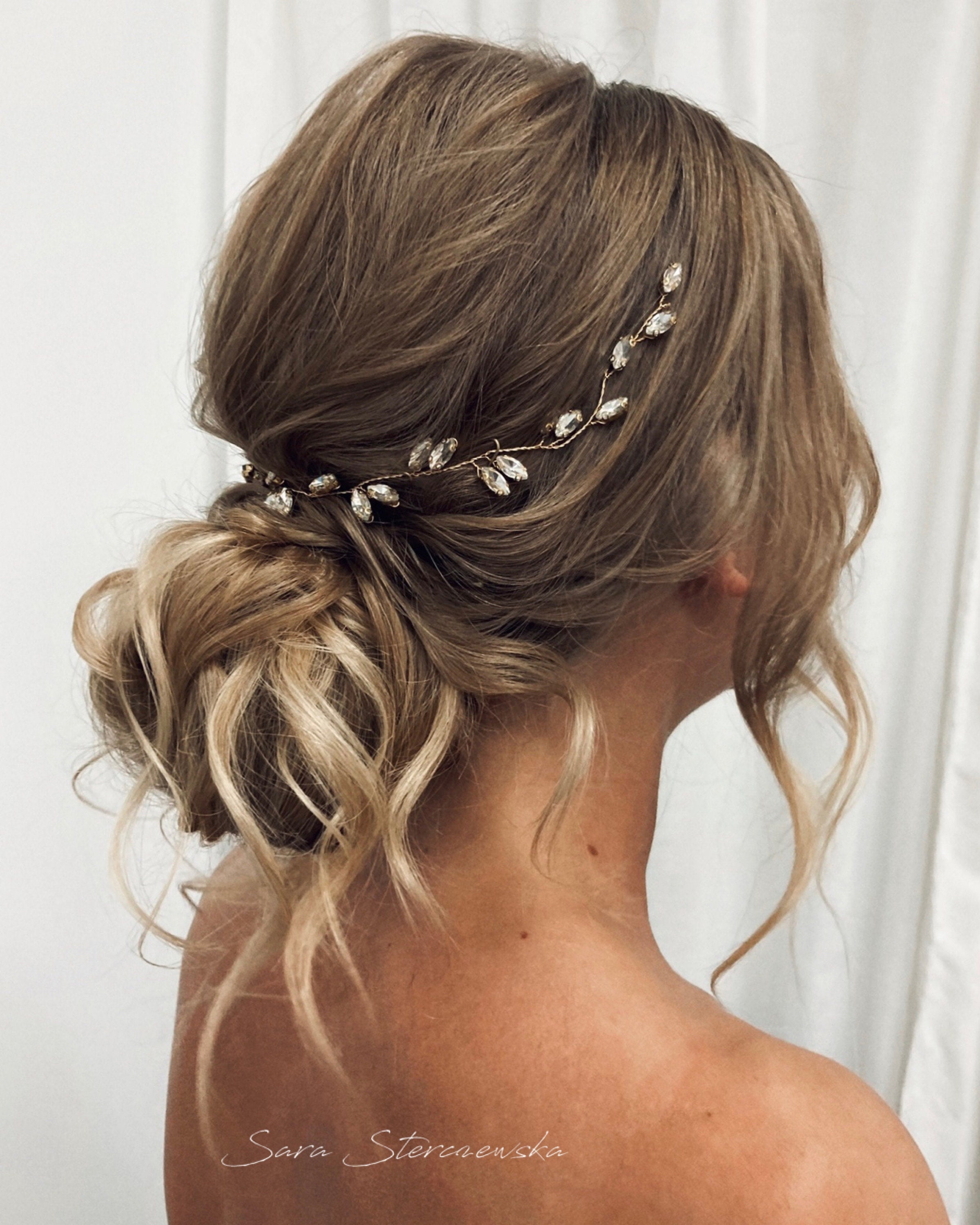 Bridal Hair Piece Crystal Bridal Hair Vine Rose Gold Crystal Etsy