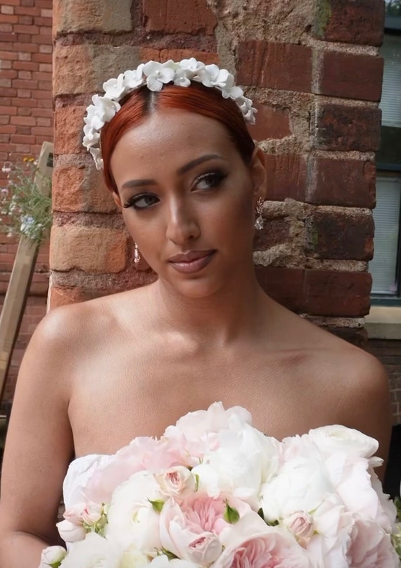 Vintage Mother Of Pearl Floral Bridal Headband Vintage Mother-of-Pearl Flowers Bridal Crown Tiara and  main image 4