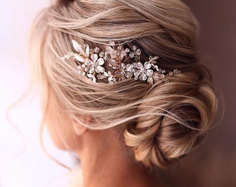 Wedding hair piece Bridal hair piece Bridal hair comb rose gold Wedding hair comb Wedding Hair Accessories rose gold Wedding Comb Rose Gold