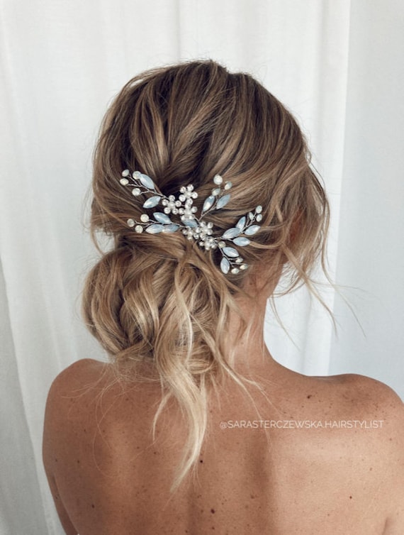 Braut-Kopfschmuck Mit Blauen Saphir-Strass – Elegant, Ca. 38 Cm, Für Hochzeit & Ball