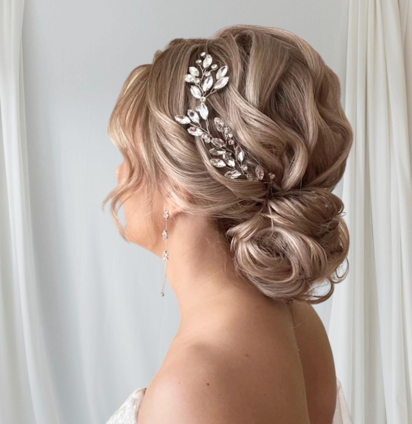Crystal Bridal Hair Vine: Silver Wedding Headpiece Gold 
