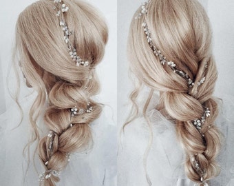 Bridal hair vine pearl bridal hair vine crystal Wedding Hair Vine Crystal bridal Hair Piece pearl  Bridal hair vine silver