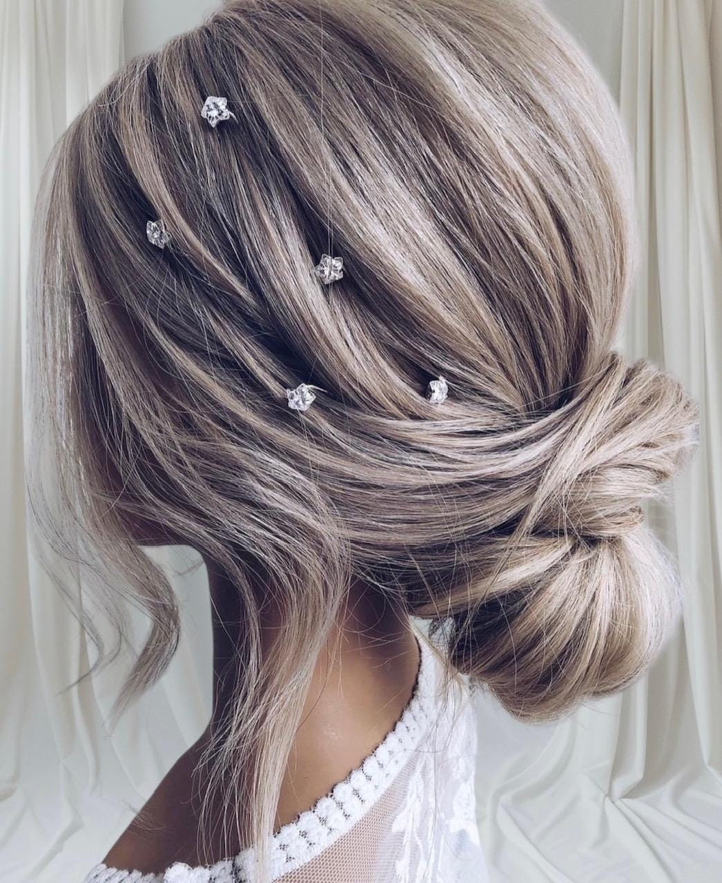 Pearl Bridal Hair Pins: Gold Wedding Hair Piece, Set of 6 silver headpiece bridesmaids
