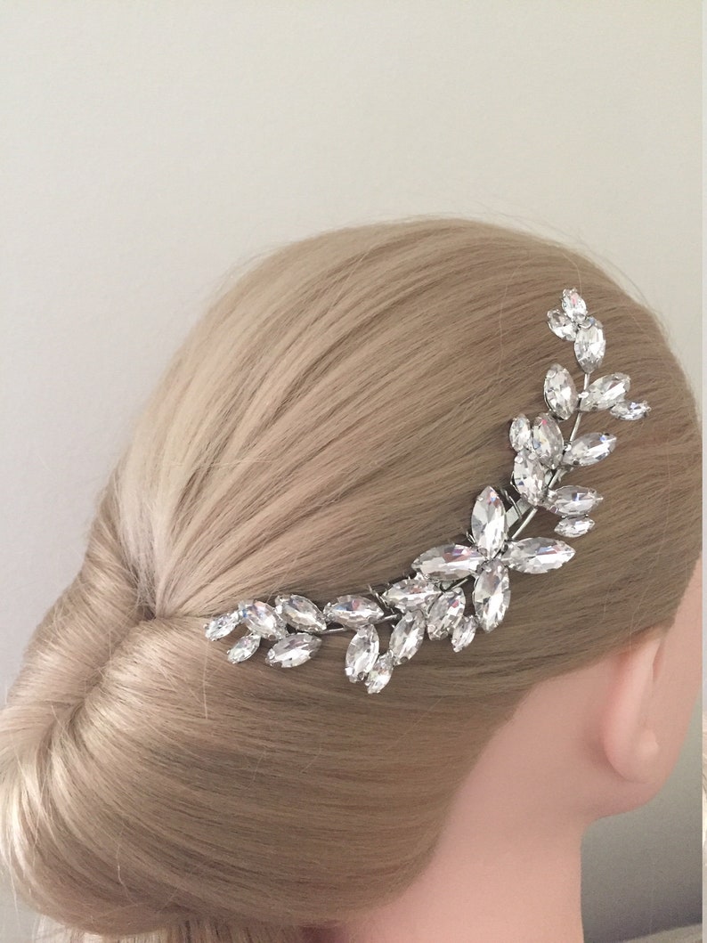 Bridal hair comb crystal bridal hair comb silver Crystal bridal hair piece crystal Hair Comb silver Bridal headpiece crystal image 4