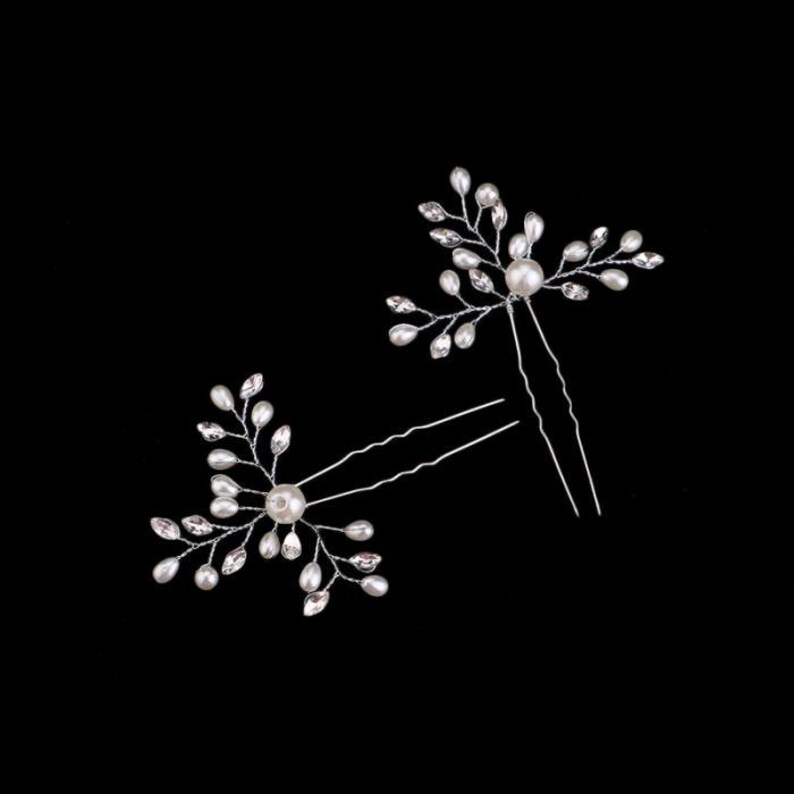 Bridal Hair Pins Pearl Hair Pins Bridal Silver Hair Pins Etsy
