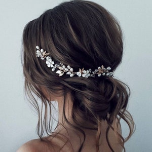 Pearl hair vine Bridal hair piece pearl Bridal headband Bridal hair accessories pearl Wedding hair piece floral Wedding headband floral