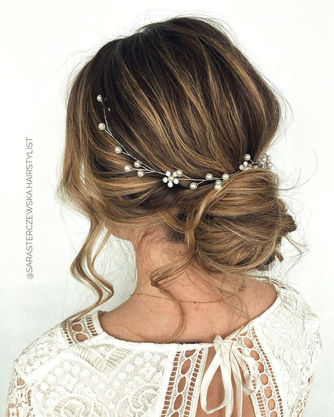 YERTTER Cerchietto per capelli da sposa con perle e fiori di