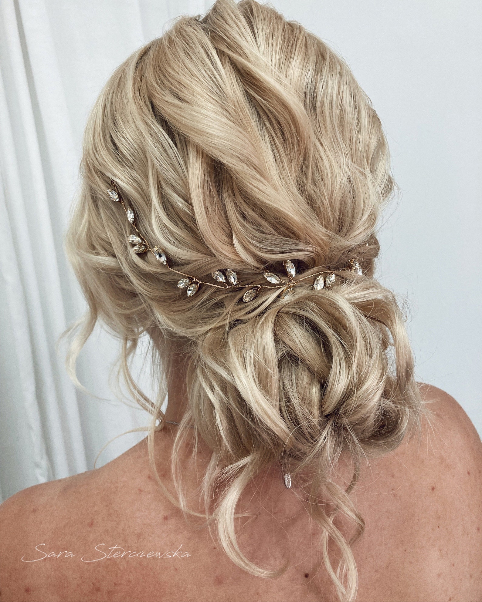 Bridal Hair Piece Crystal Bridal Hair Vine Rose Gold Crystal Etsy