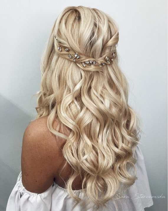 Crystal Bridal Hair Vine Rose Gold Wedding Headpiece Bride  display picture 1