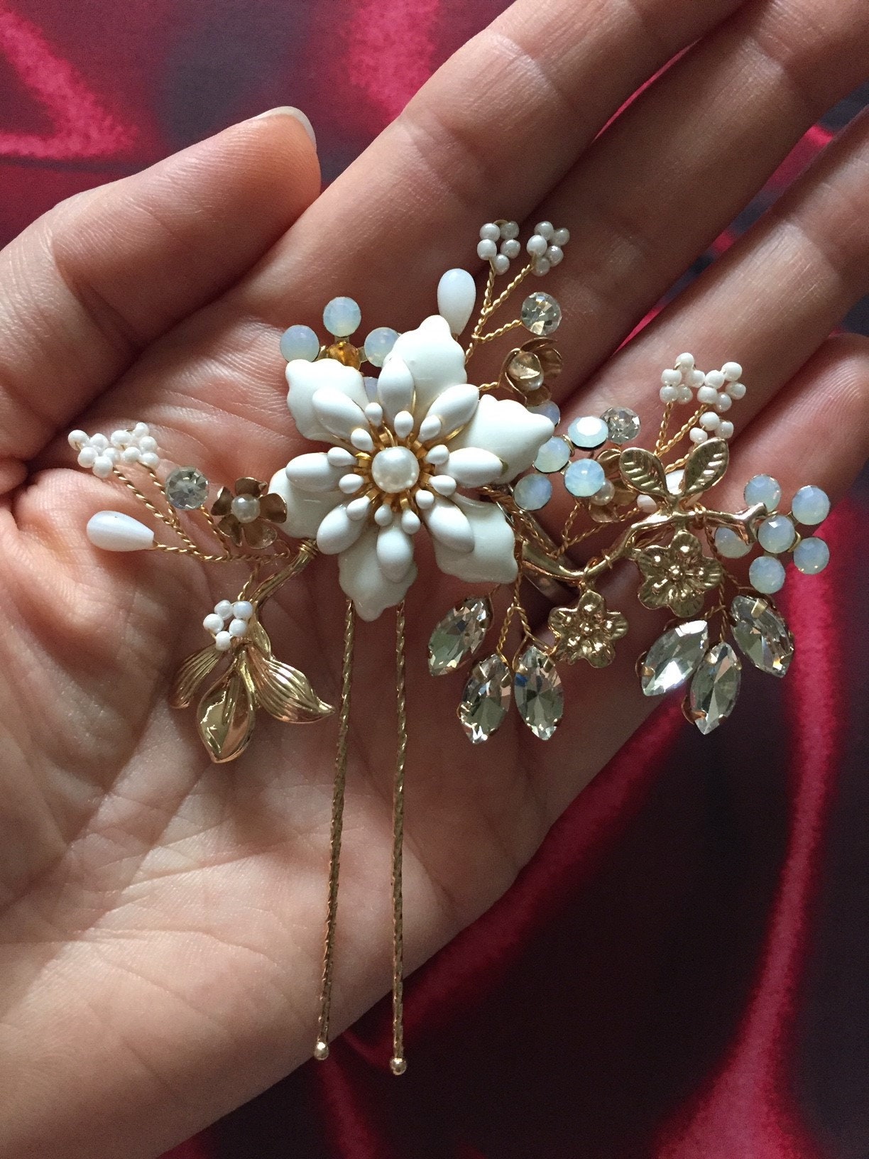 Bridal Hair Piece Floral Wedding Hair Piece Floral Bridal Hair Etsy