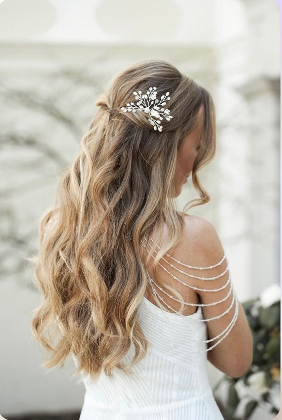 Pearl Bridal Hair Pins: Silver Crystal Wedding Hair 