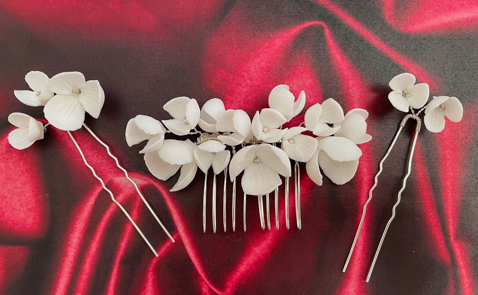 Bridal hair pins flower bridal hair piece flower Wedding hair Etsy