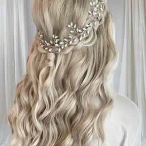 Vintage Bridal Hair Vine: Blue Opal & Crystal Wedding Hairpiece