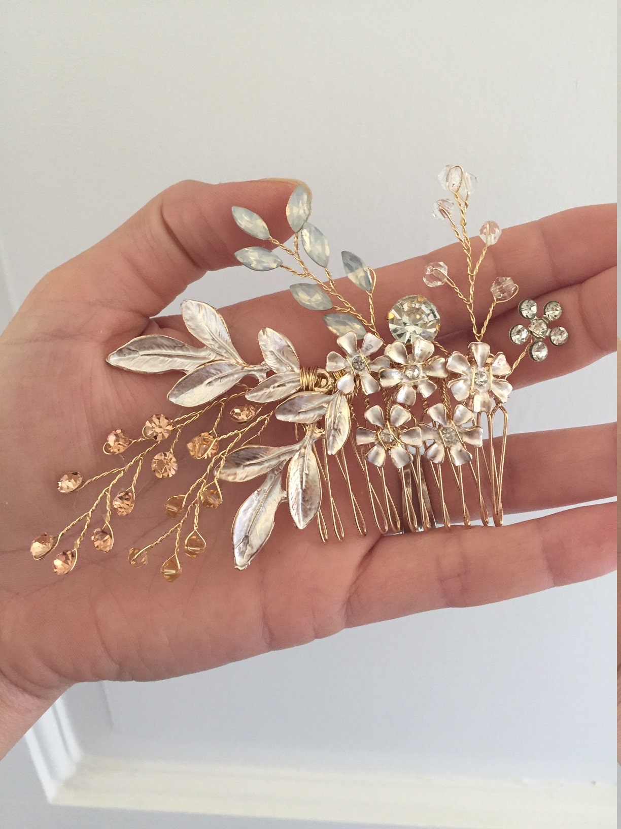 Bridal Hair Piece Rose Gold Bridal Hair Comb Wedding Hair Comb Etsy
