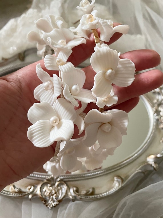 Vintage Floral Bridal Headband: Pearl Wedding Hair Piece - Etsy display picture 1