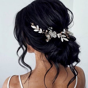 Vintage Gold Floral Bridal Hair Vine: Wedding Headpiece