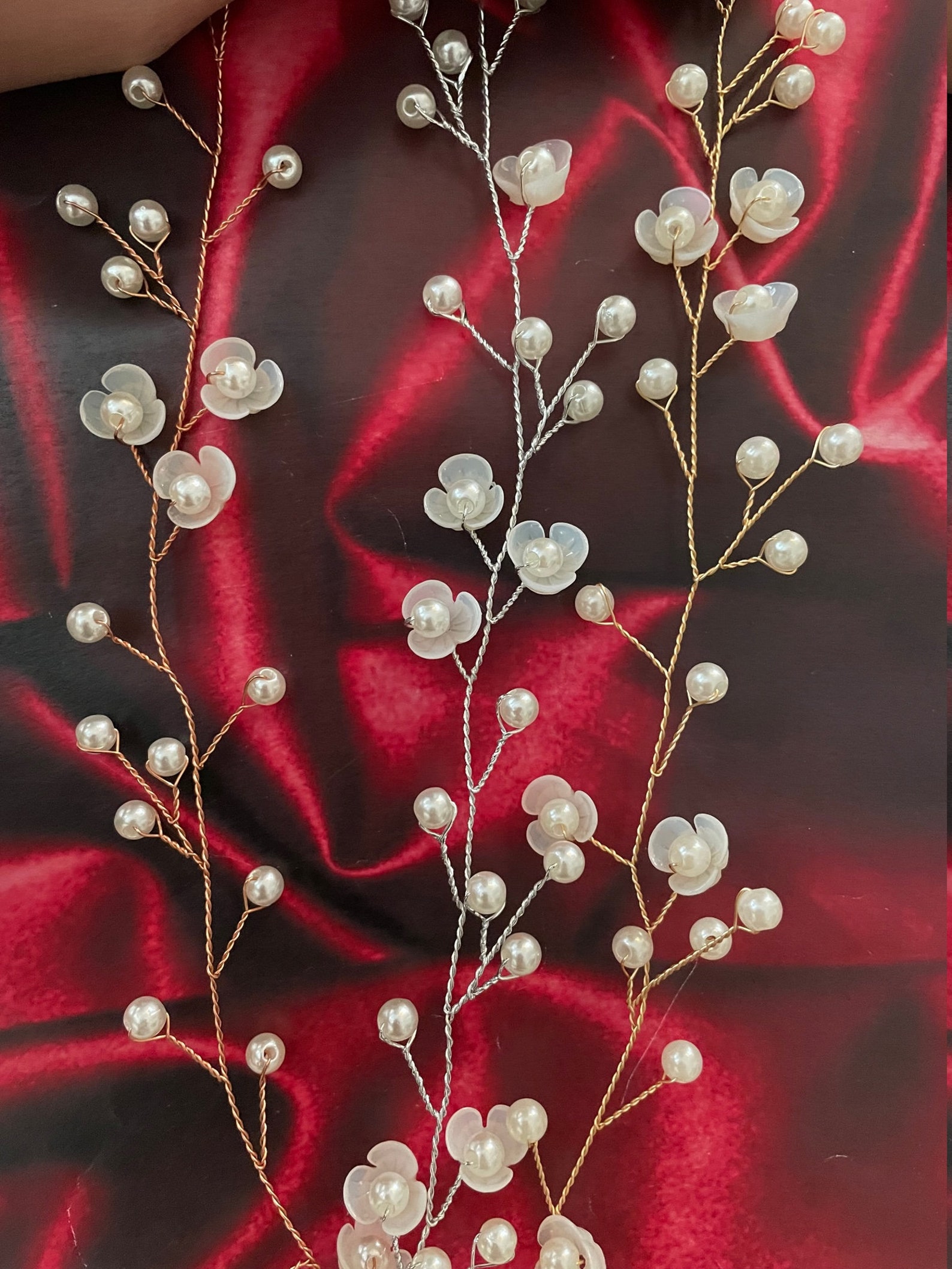 Flower and Pearl Hair Vine Extra Long Hair Vine Bridal Hair Etsy