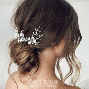 Pearl Bridal Hair Pins: Babys Breath Wedding Hair Piece