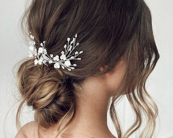 Horquillas de novia con perlas: tocado nupcial de aliento de bebé