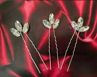 Crystal Hair pins Bridal hair pins Crystal Wedding hair pins Gold Bridal hair pins Silver Wedding hair pins Bridesmaids hair pins Crystal