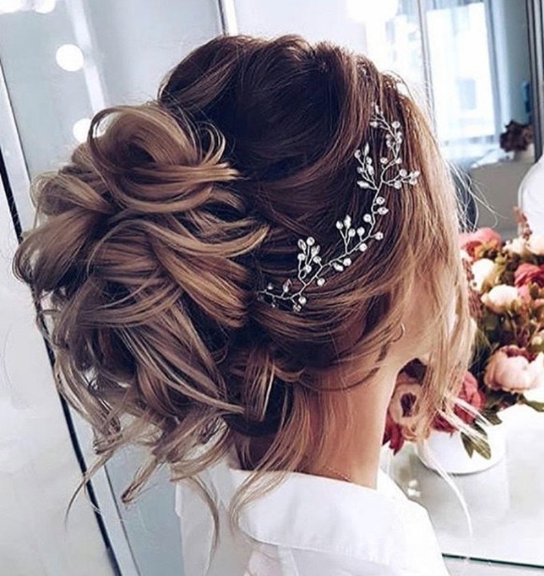 Crystal and Pearl hair vine Extra Long Hair Vine Bridal Hair Vine Wedding Hair Vine Crystal Hair Piece Bridal Jewelry Hair Vine Pearl image 2